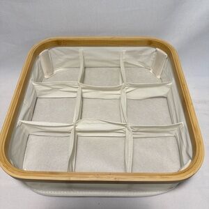 NEW Bamboo Drawer Organizer with Fabric Dividers | 9-Section